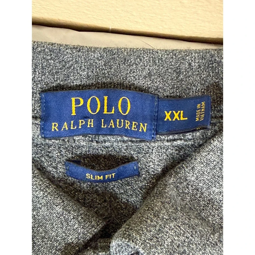 Polo Ralph Lauren Mens XXL Slim Fit Gray Heather Short Sleeve Pony Polo Shirt